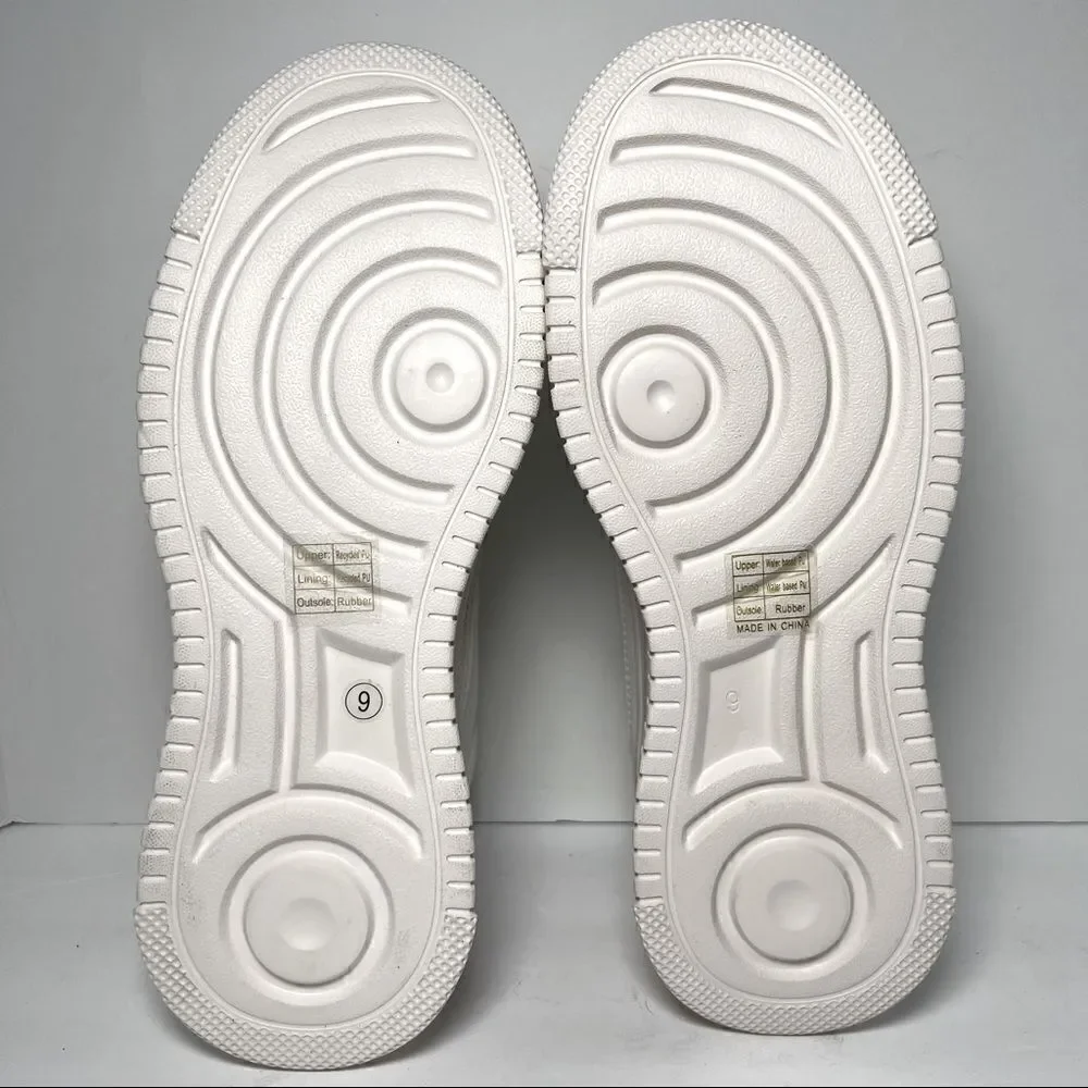 Princess Polly Dylan White Eco Vegan Leather Platform Sneakers 9‎